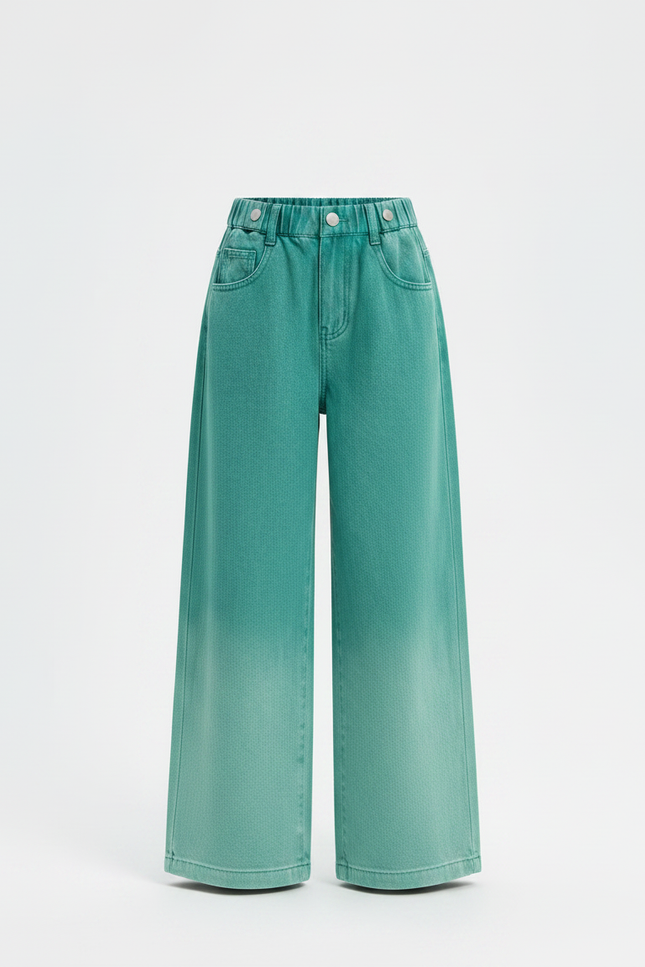 Pantalon Fluide Vert Dégradé Ample Coton Enfant - Jean - vue 3