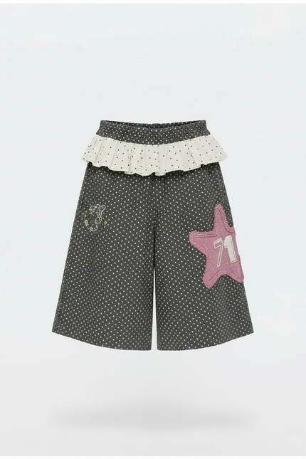 Pantalon Fluide Gris Pois Étoile Ample Enfant - Coton - vue 3