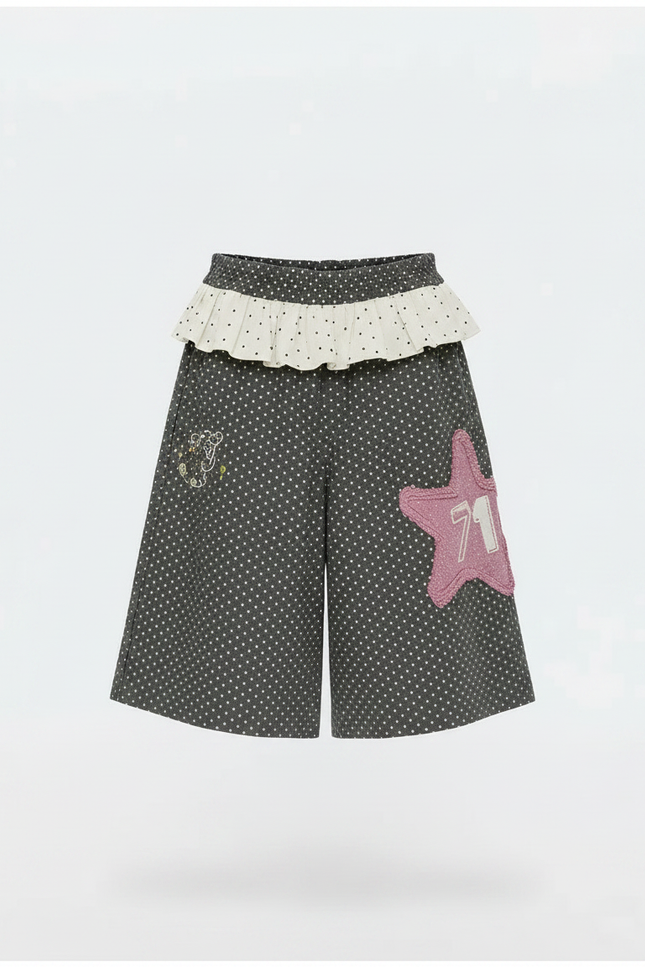 Pantalon Fluide Gris Pois Étoile Ample Enfant - Coton - vue 3