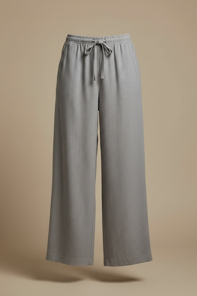 Pantalon Fluide Gris Ample Décontracté Uni - Molleton - vue 3
