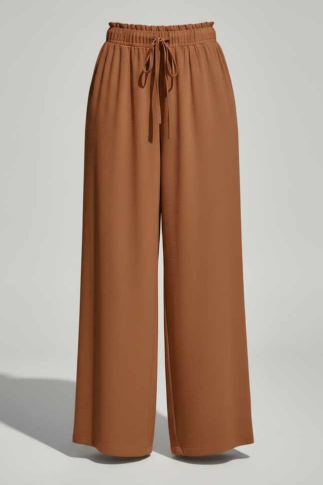 Pantalon Fluide Marron Ample Taille Haute Casual - Viscose - vue 3