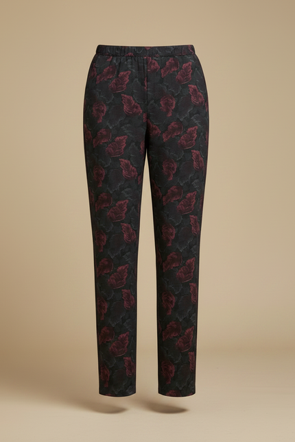 Pantalon Fluide Noir Fleuri Ample Décontracté Femme - Imprimé Polyester - vue 3