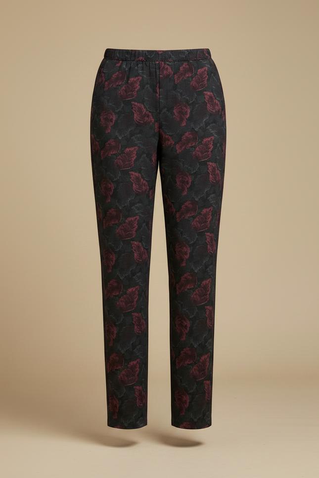 Pantalon Fluide Noir Fleuri Ample Décontracté Femme - Imprimé Polyester - vue 3