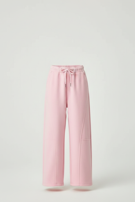 Pantalon Fluide Rose Cordon Ample Décontracté Sport - Molleton - vue 3