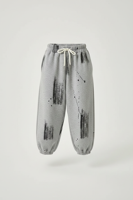 Pantalon Fluide Gris Ample Imprimé Décontracté Enfant - Molleton - vue 3