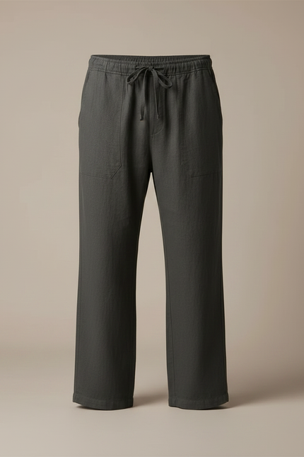 Pantalon Fluide Homme Lin Gris Décontracté Ample - vue 3