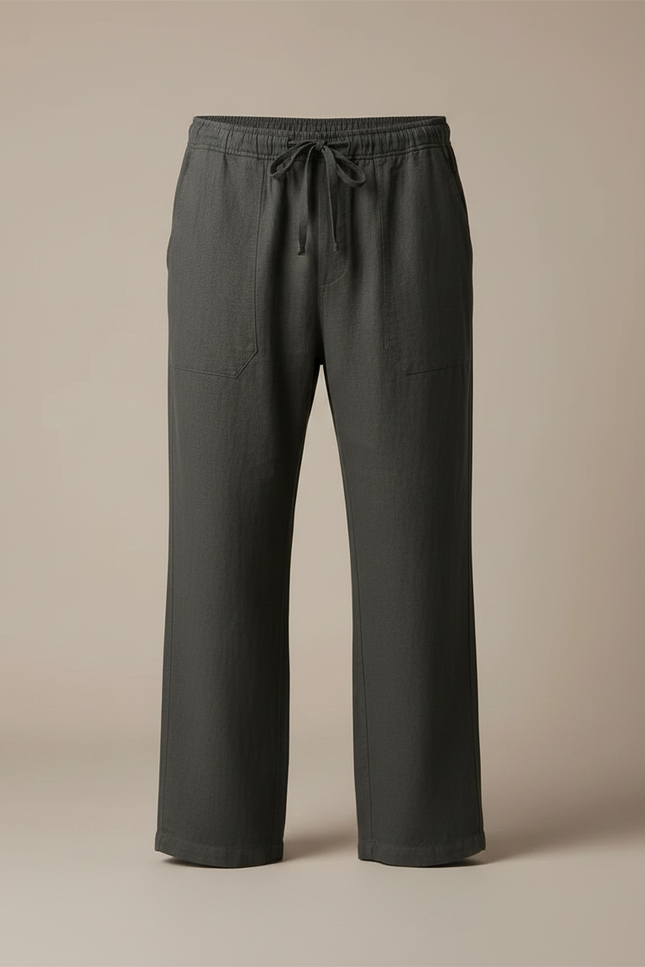 Pantalon Fluide Homme Lin Gris Décontracté Ample - vue 3