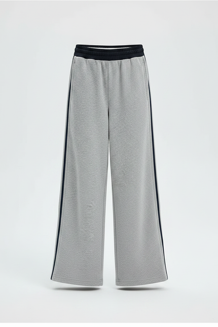 Pantalon Fluide Gris Ample Rayures Latérales Fille - Molleton - vue 3