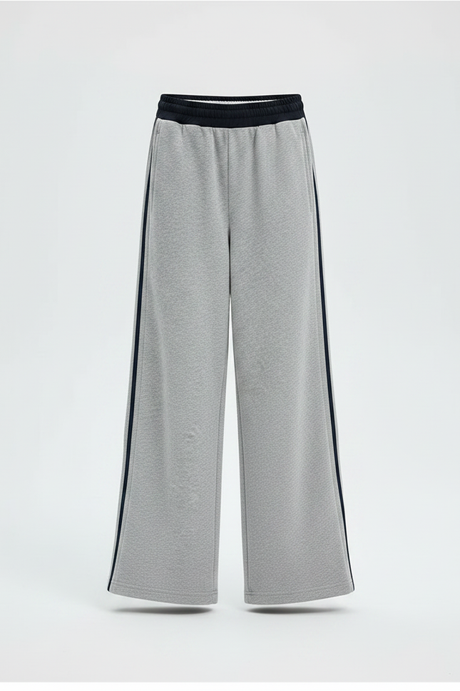 Pantalon Fluide Gris Ample Rayures Latérales Fille - Molleton - vue 3