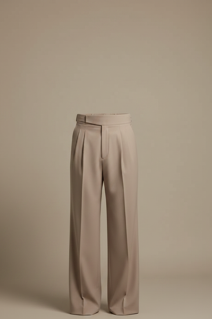Pantalon Fluide Beige Large Plissé Homme Élégant - Polyester - vue 3