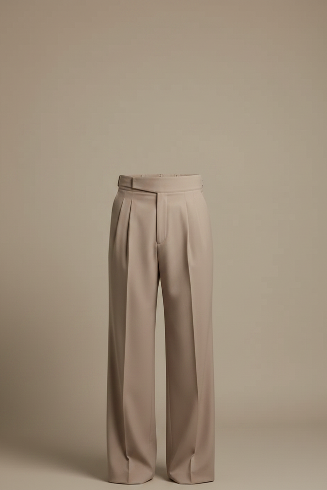 Pantalon Fluide Beige Large Plissé Homme Élégant - Polyester - vue 3
