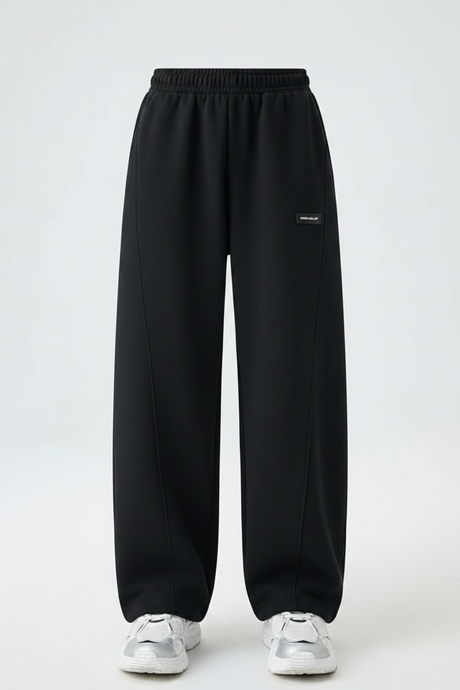 Pantalon Fluide Noir Ample Décontracté Coton Sport - Molleton - vue 3