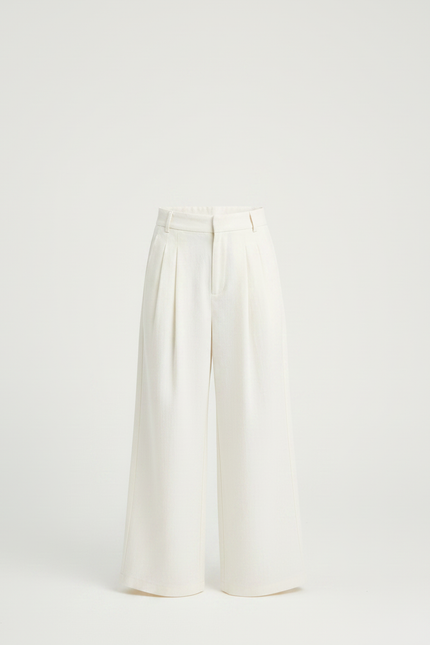 Pantalon Fluide Écru Ample Plissé Décontracté Enfant - Beige Toile - vue 3