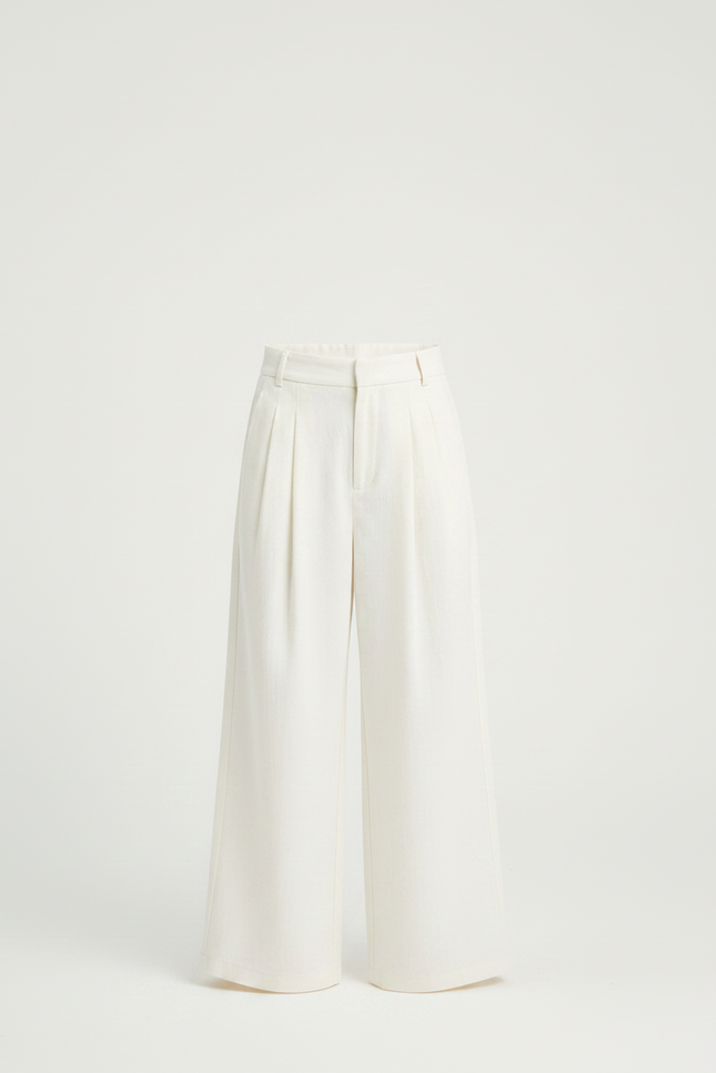 Pantalon Fluide Écru Ample Plissé Décontracté Enfant - Beige Toile - vue 3