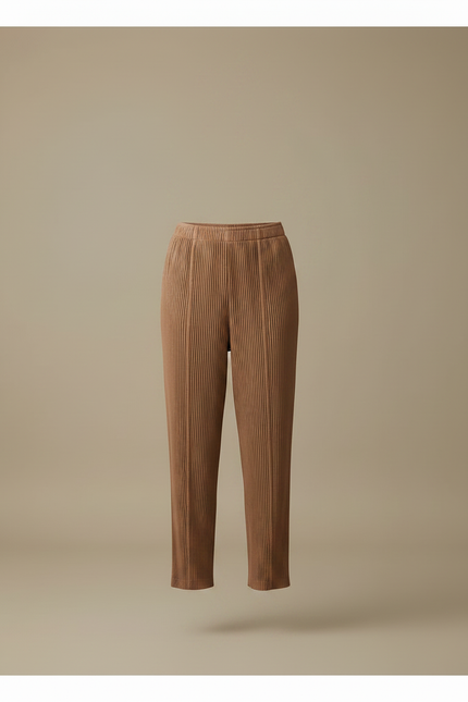 Pantalon Fluide Plissé Marron Ample Confortable Femme - Polyester - vue 3