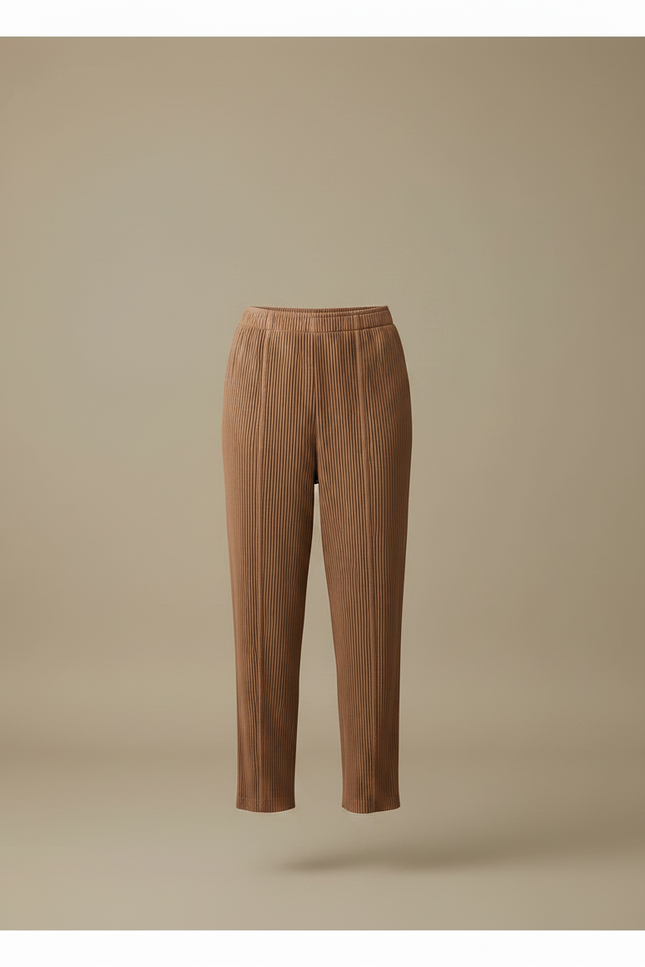 Pantalon Fluide Plissé Marron Ample Confortable Femme - Polyester - vue 3