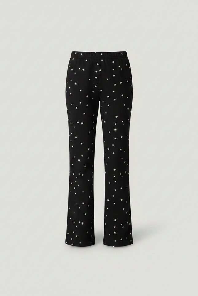 Pantalon Fluide Noir Étoiles Ample Confortable Fille - Maille - vue 3