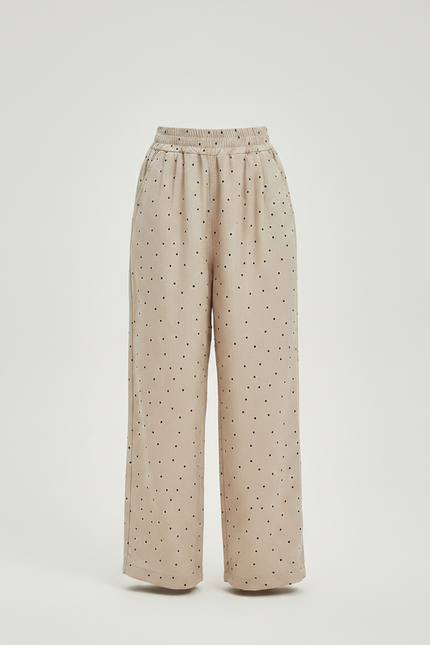 Pantalon Fluide Beige Large Pois Fille Décontracté - Viscose - vue 3