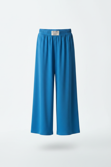 Pantalon Fluide Bleu Céleste Ample Confortable Fille - Maille - vue 3