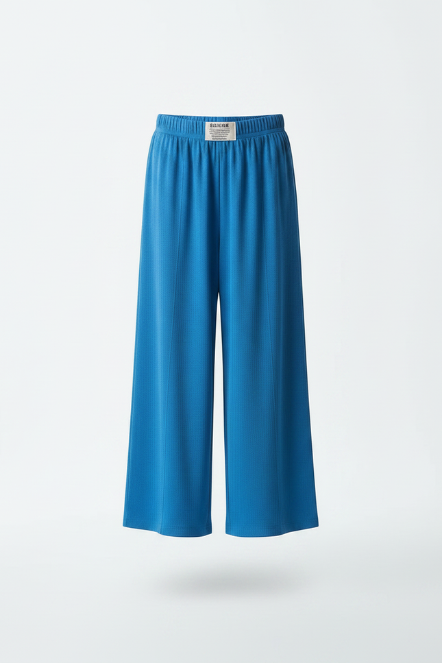 Pantalon Fluide Bleu Céleste Ample Confortable Fille - Maille - vue 3