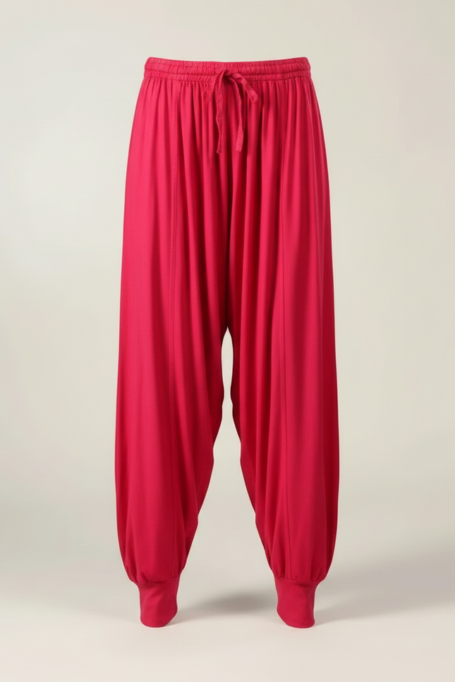 Pantalon Fluide Fuschia Ample Plissé Décontracté Femme - Rose Viscose - vue 3