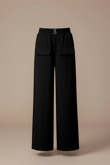 Pantalon Fluide Noir Ample Taille Haute Fille - Polyester - vue 3