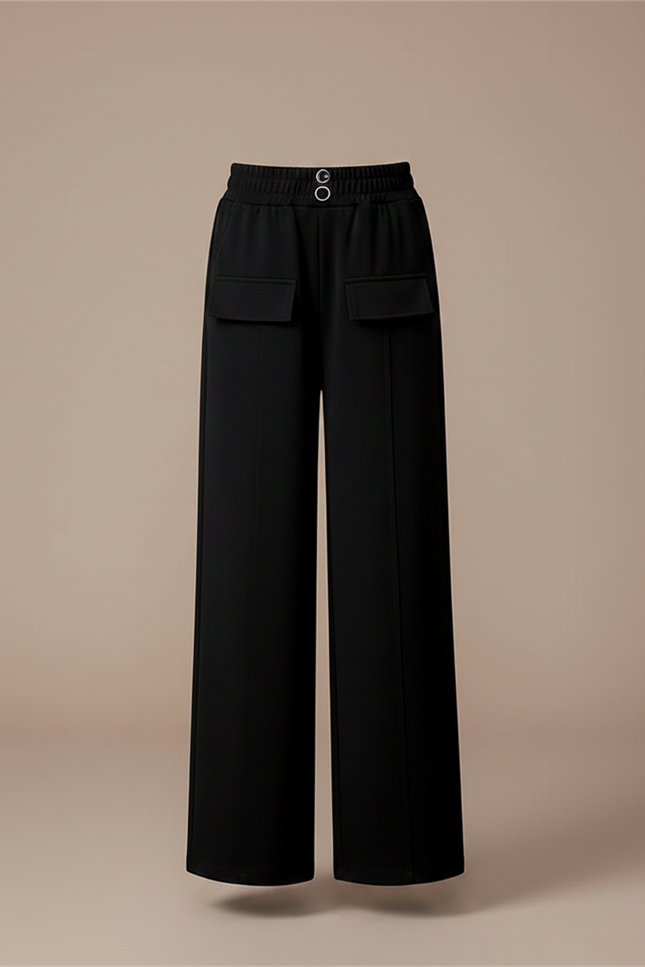 Pantalon Fluide Noir Ample Taille Haute Fille - Polyester - vue 3