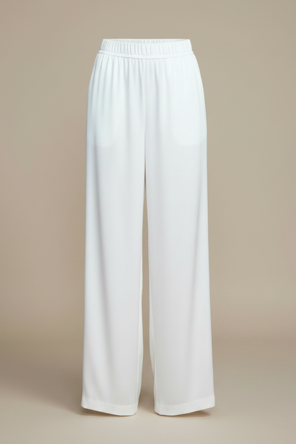 Pantalon Fluide Femme Blanc Palazzo - Viscose - vue 3