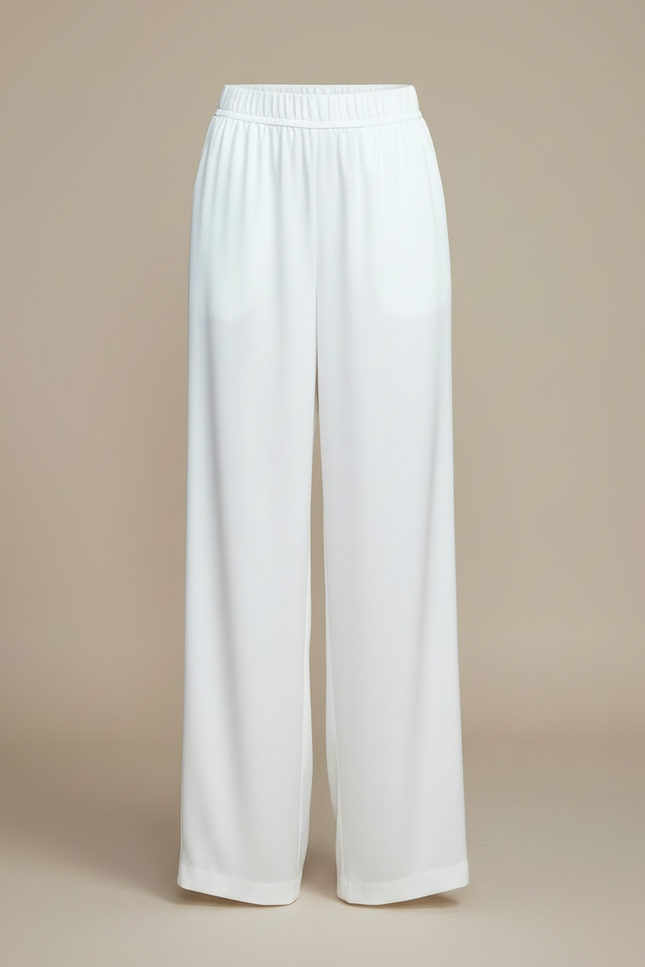 Pantalon Fluide Femme Blanc Palazzo - Viscose - vue 3