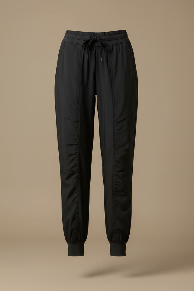 Pantalon Fluide Noir Cordon Ample Sport Femme - Polyester - vue 3