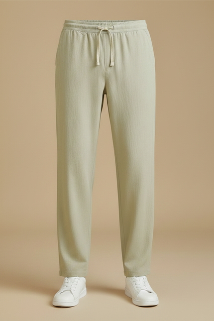 Pantalon Fluide Kaki Cordon Ample Coton Lin Homme - vue 3