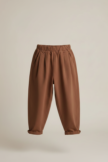 Pantalon Fluide Marron Ample Confortable Enfant Coton - Molleton - vue 3