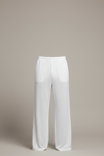 Pantalon Fluide Blanc Ample Maille Léger Homme - vue 3