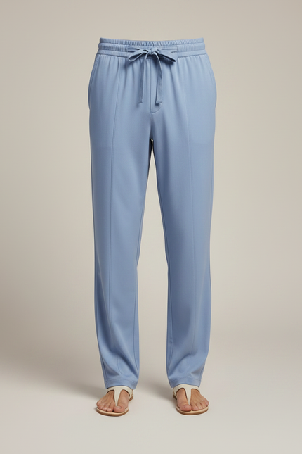 Pantalon Fluide Bleu Ciel Droit Cordon Homme - Viscose - vue 3