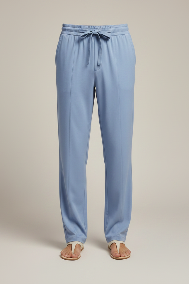 Pantalon Fluide Bleu Ciel Droit Cordon Homme - Viscose - vue 3