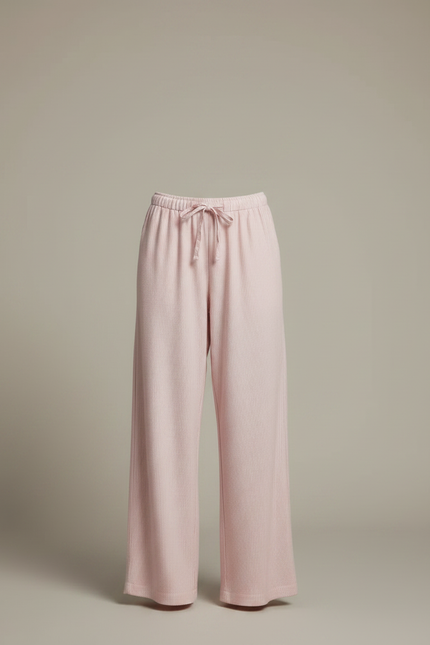 Pantalon Fluide Rose Côtelé Ample Décontracté - Maille - vue 3