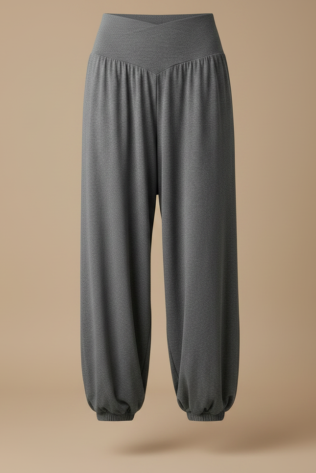 Pantalon Fluide Bouffant Femme - Gris Molleton - vue 3