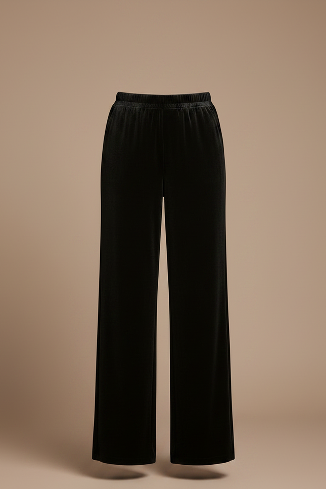 Pantalon Fluide Velours Noir Ample Élégant Femme - vue 3