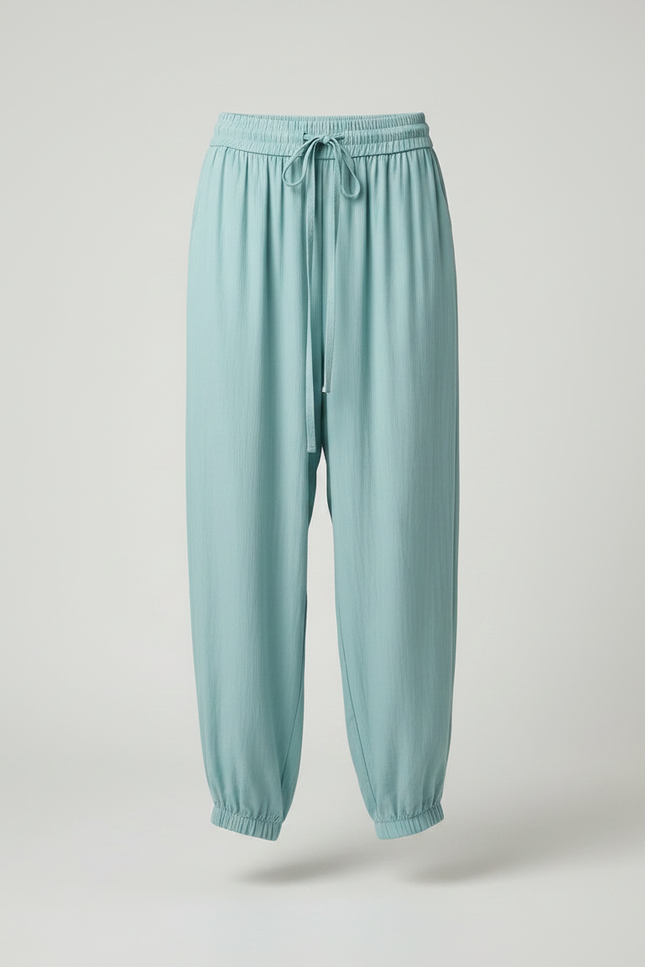 Pantalon Fluide Bleu Ciel Cordon Ample Cheville Casual - Viscose - vue 3