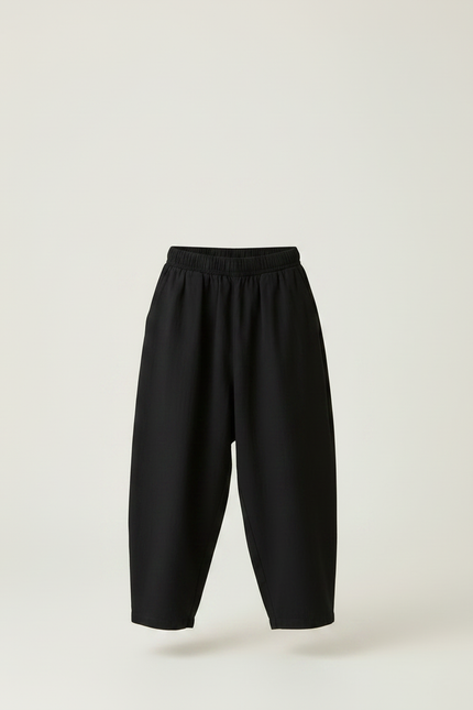 Pantalon Fluide Noir Ample Coton Enfants Unisexe - vue 3