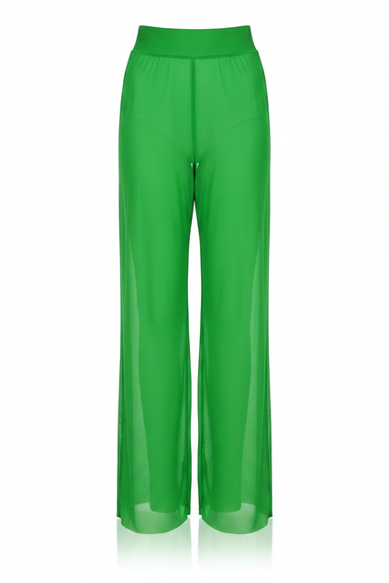 Pantalon Fluide Vert Ample Transparent Maille Danse