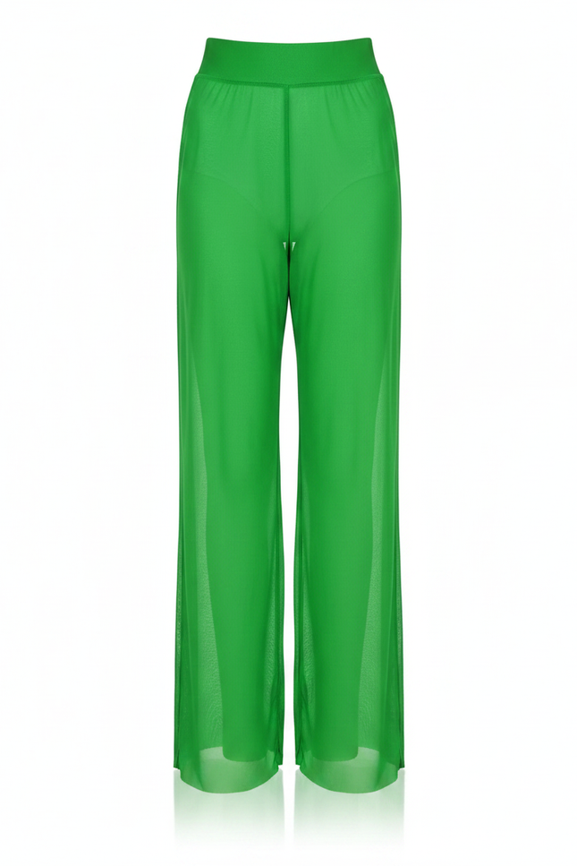 Pantalon Fluide Vert Ample Transparent Maille Danse