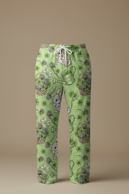 Pantalon Fluide Vert Lapins Trèfles Ample Décontracté Homme - Maille - vue 3