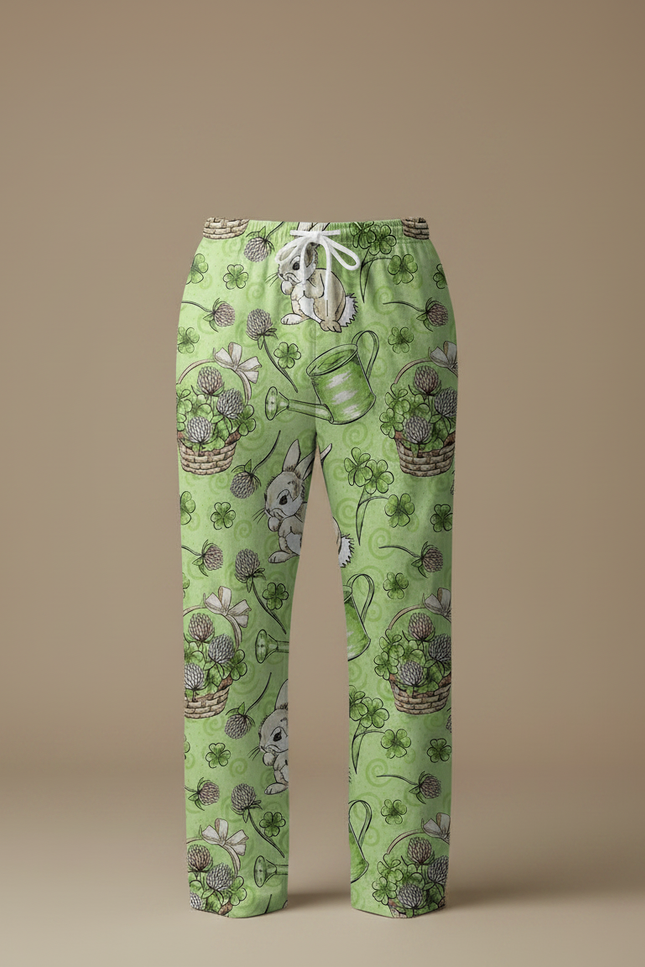 Pantalon Fluide Vert Lapins Trèfles Ample Décontracté Homme - Maille - vue 3