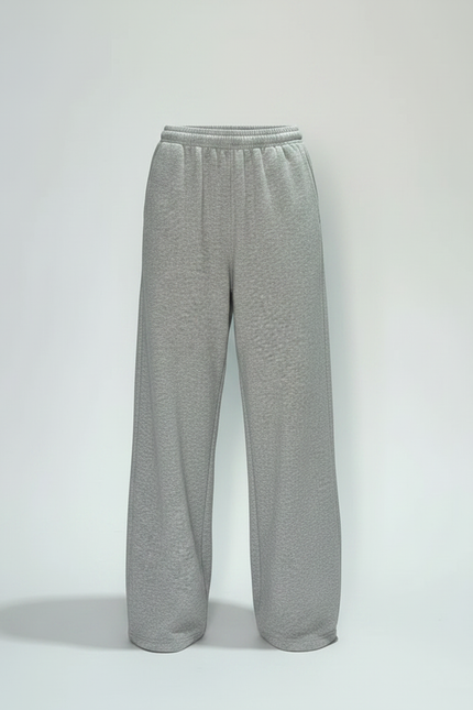 Pantalon Fluide Gris Ample Décontracté Molleton Jogger - vue 3