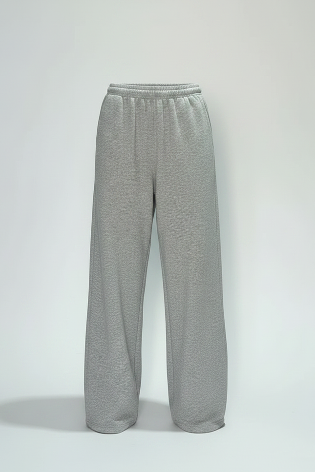 Pantalon Fluide Gris Ample Décontracté Molleton Jogger - vue 3
