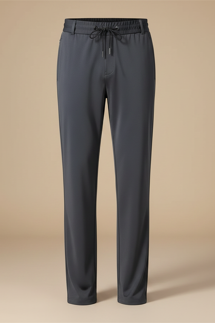 Pantalon Fluide Homme Droit Gris Élastique Décontracté - Polyester - vue 3