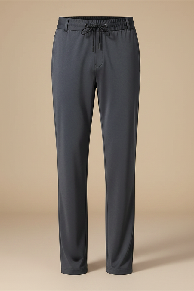 Pantalon Fluide Homme Droit Gris Élastique Décontracté - Polyester - vue 3
