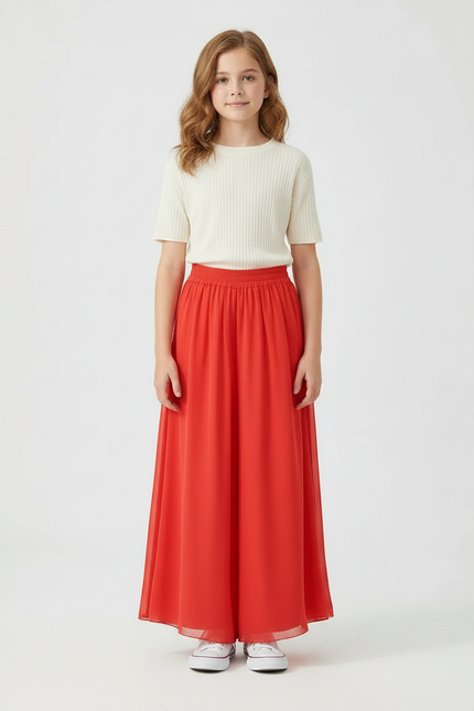 Pantalon Fluide Rouge Chiffon Ample Danse Yoga - Polyester - vue 3