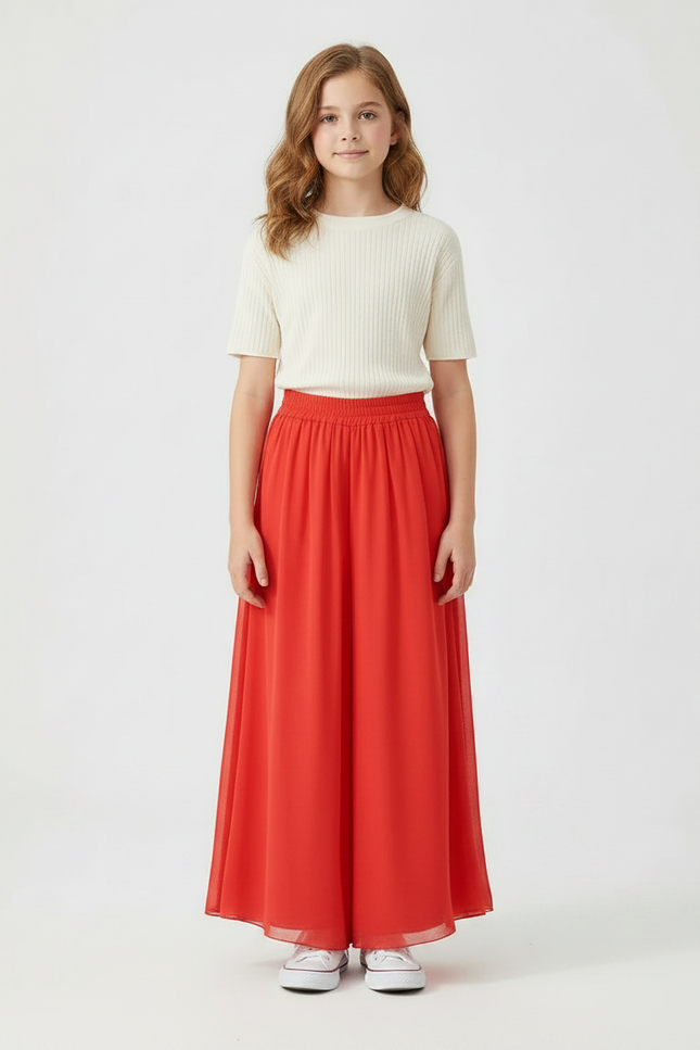 Pantalon Fluide Rouge Chiffon Ample Danse Yoga - Polyester - vue 3